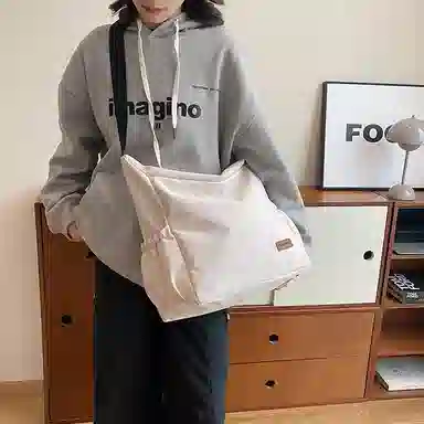 帕克熊 纯色简约百搭二次元时尚流行大学生包通勤上课 尼龙 腋下包手提斜挎包 常规 男女同款情侣款 橘色/白色/黑色/浅绿色