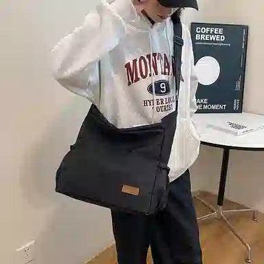 帕克熊 纯色简约百搭二次元时尚流行大学生包通勤上课 尼龙 腋下包手提斜挎包 常规 男女同款情侣款 橘色/白色/黑色/浅绿色