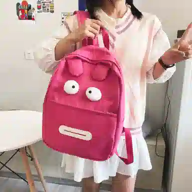 Park Bear Nylon Backpack Rose Red/Black