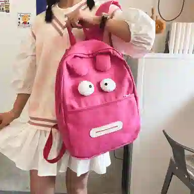 Park Bear Nylon Backpack Rose Red/Black