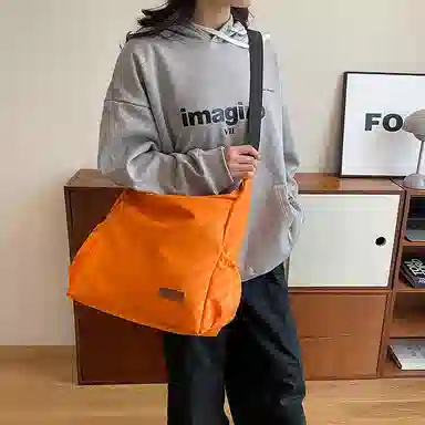 帕克熊 纯色简约百搭二次元时尚流行大学生包通勤上课 尼龙 腋下包手提斜挎包 常规 男女同款情侣款 橘色/白色/黑色/浅绿色