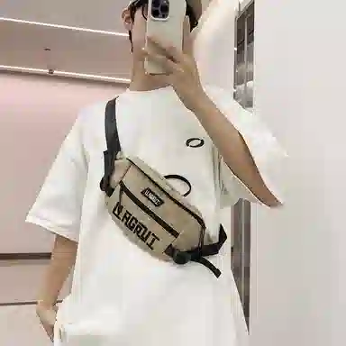 帕克熊 游玩大容量手机包时尚休闲潮 尼龙 单肩斜挎胸包 男女同款情侣款 多色