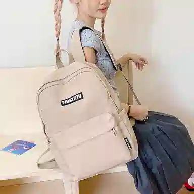 帕克熊 韩系轻便纯色 尼龙布 双肩包 男女同款情侣款 多色