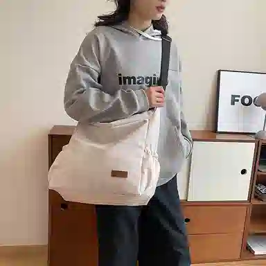 帕克熊 纯色简约百搭二次元时尚流行大学生包通勤上课 尼龙 腋下包手提斜挎包 常规 男女同款情侣款 橘色/白色/黑色/浅绿色