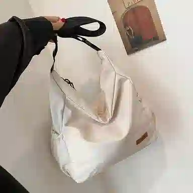 帕克熊 纯色简约百搭二次元时尚流行大学生包通勤上课 尼龙 腋下包手提斜挎包 常规 男女同款情侣款 橘色/白色/黑色/浅绿色