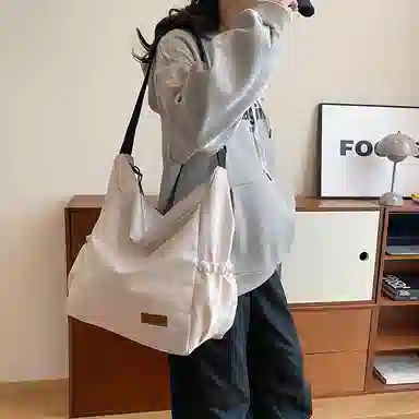 帕克熊 纯色简约百搭二次元时尚流行大学生包通勤上课 尼龙 腋下包手提斜挎包 常规 男女同款情侣款 橘色/白色/黑色/浅绿色