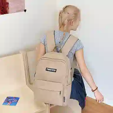 帕克熊 韩系轻便纯色 尼龙布 双肩包 男女同款情侣款 多色