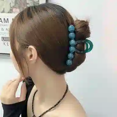 法式树脂星球蓝色晕染细闪圆珠高级感精致 发夹 女款