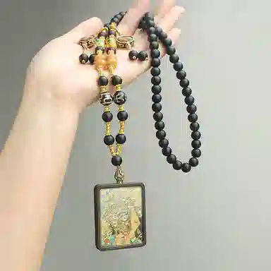 丰运阁 藏式黄财神唐卡 招财纳福转运诸事顺利八方来财平安喜乐小众寓意复古简约百搭民族风国潮 好运 琉璃 吊坠 男女同款情侣款