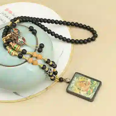 丰运阁 藏式黄财神唐卡 招财纳福转运诸事顺利八方来财平安喜乐小众寓意复古简约百搭民族风国潮 好运 琉璃 吊坠 男女同款情侣款