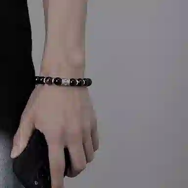 丰运阁 六字真言 国潮貔貅吞金兽复古事事顺利招财纳福平安喜乐 轻奢设计感 黑曜石 手串 男女同款情侣款