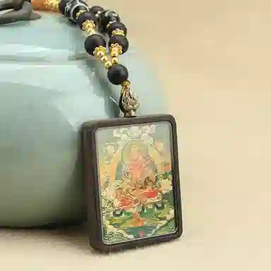 丰运阁 藏式黄财神唐卡 招财纳福转运诸事顺利八方来财平安喜乐小众寓意复古简约百搭民族风国潮 好运 琉璃 吊坠 男女同款情侣款