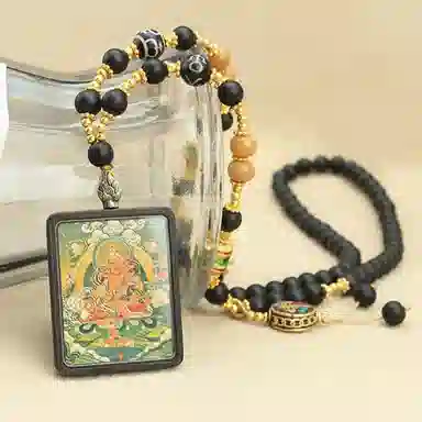 丰运阁 藏式黄财神唐卡 招财纳福转运诸事顺利八方来财平安喜乐小众寓意复古简约百搭民族风国潮 好运 琉璃 吊坠 男女同款情侣款