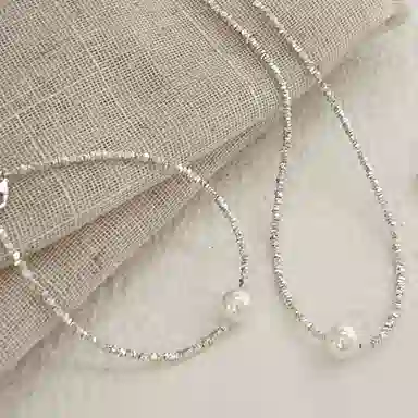 丰运阁 新中式碎银子系列 碎银几两有钱花锁骨链手链 叠戴套装闪耀迷人 优雅知性 气质大方 复古矜贵 合金 项链 女款