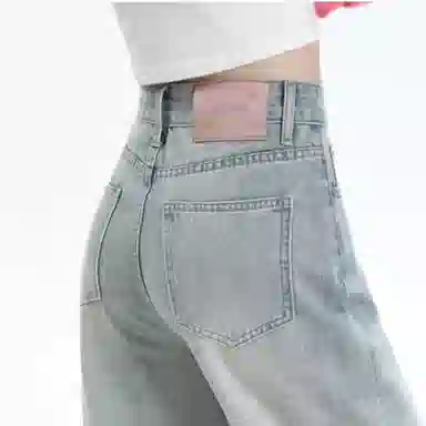 么宁 宽松高腰复古感拖地裤牛仔裤 女款