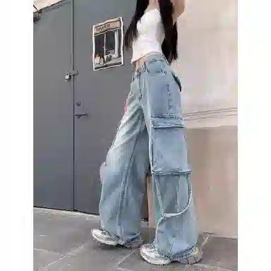 么宁 复古高腰百搭牛仔裤 女款