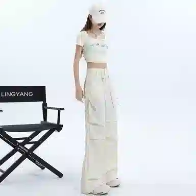 么宁 速干长裤松紧抽绳高腰阔脚小个子高个子工装裤 女款