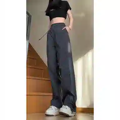 么宁 时尚简约户外运动百搭宽松直筒休闲裤 男女同款