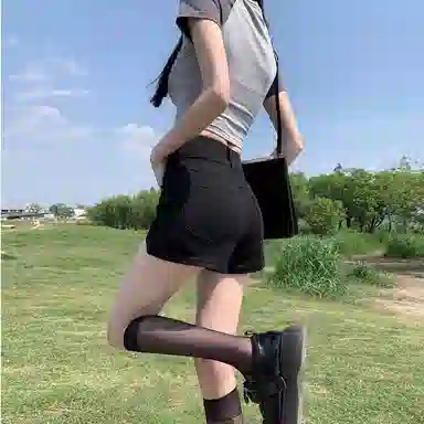 么宁 高腰弹力外穿热裤牛仔短裤 女款