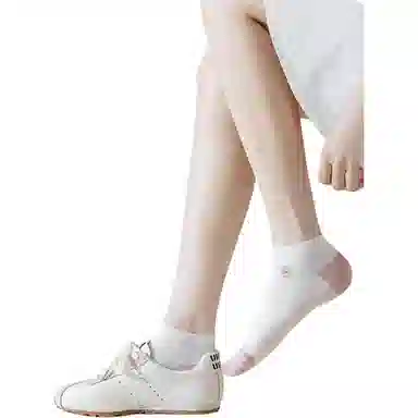 妮轻 纯棉网眼透气条纹甜美短袜 女款