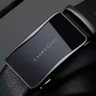 老人头 镜面扣头摔纹纹理自动扣 头层牛皮 皮带 男款 黑色