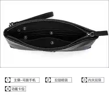 老人头 时尚鹿头百搭 牛皮 手拿包 常规 男款 黑色