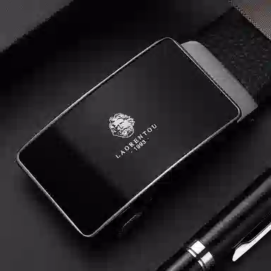 老人头 自动扣 头层摔纹 皮带 男款 黑色