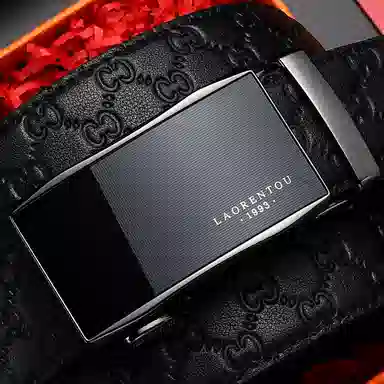 老人头 小众设计镜面扣头 头层牛皮 自动扣皮带 男款 黑色