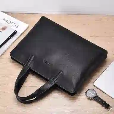Laorentou Black Leather Briefcase