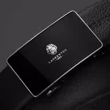 老人头 自动扣 头层摔纹 皮带 男款 黑色