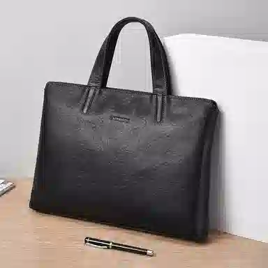 Laorentou Black Leather Briefcase