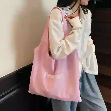 伊曼家 韩系条纹字母简约百搭印花 布 单肩包 女款 黄色/蓝色/粉色