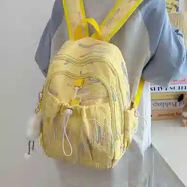 伊曼家 高颜值少女可爱大学生春游 尼龙 双肩包 粉色/白色/黄色/黑色