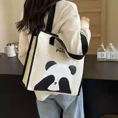 伊曼家 可爱学生上课提花刺绣女布包通勤手提女包 布 单肩包 常规 女款 黑色/粉色/棕色