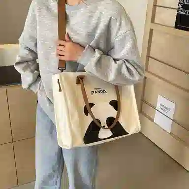 伊曼家 可爱学生上课提花刺绣女布包通勤手提女包 布 单肩包 常规 女款 黑色/粉色/棕色