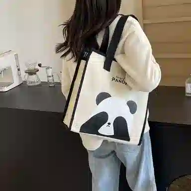 伊曼家 可爱学生上课提花刺绣女布包通勤手提女包 布 单肩包 常规 女款 黑色/粉色/棕色