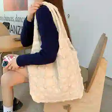 伊曼家 日系复古格子休闲韩版可爱 尼龙布 单肩包 女款 方块款/爱心款