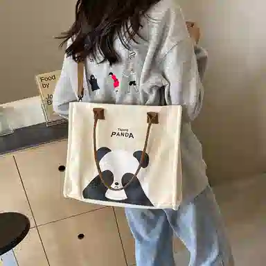 伊曼家 可爱学生上课提花刺绣女布包通勤手提女包 布 单肩包 常规 女款 黑色/粉色/棕色