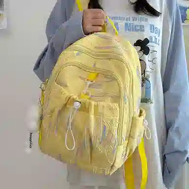 伊曼家 高颜值少女可爱大学生春游 尼龙 双肩包 粉色/白色/黄色/黑色