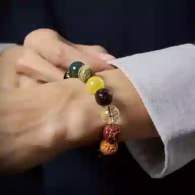 易明居 八方来财五路财神手链手持串珠文玩佛珠念珠转运珠 凤眼菩提 菩提类手串 男女同款情侣款