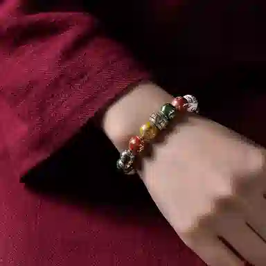 易明居 国风新中式多宝五彩香灰串珠 招财转运 文玩盘玩佛珠念珠手把件 复古高级感六字真言 木作 手串 男女同款情侣款 檀木