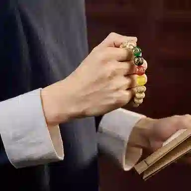 易明居 招财进宝 五路财神 新中式本命年复古高级感 瑞兽貔貅转运珠 木质文玩佛珠盘玩手持珠 星月菩提 手串 男女同款情侣款
