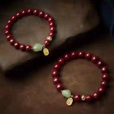 易明居 纳八方财运貔貅佛珠手链招财纳福牌转运珠串珠 再造辰砂朱砂 玉石手串 男女同款情侣款 生日