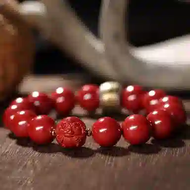 易明居 简约霸气十二生肖蛇 本命年手饰 小众设计高级感 平安喜乐 文玩盘玩佛珠转运  招财纳福#好运 朱砂 手串 男女同款情侣款