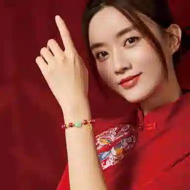 易明居 新中式十二生肖守护神属龙本命年手链招财转运珠福牌串珠手饰佛珠 再造辰砂朱砂 手串 男女同款情侣款