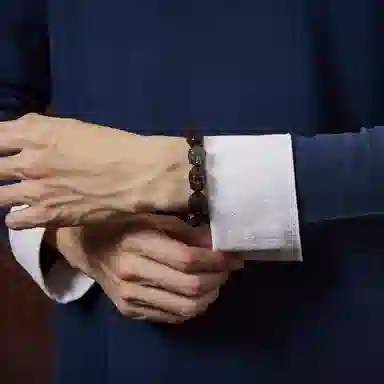 易明居 国潮新中式十八罗汉文玩佛珠 佛头檀香木质盘玩念珠  复古高级感手把件 转运珠 木作 手串 男女同款情侣款 紫檀