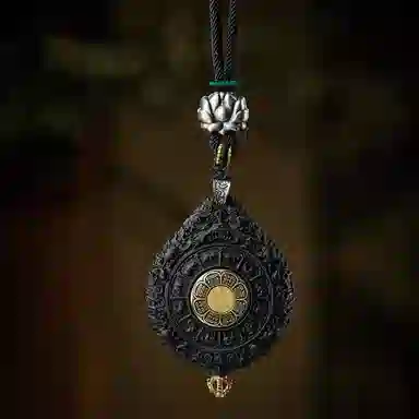 易明居 新中式十二生肖本命年吊坠国风复古转运八大守护神 黑檀木佛牌 木质项链 男女同款情侣款 黑檀