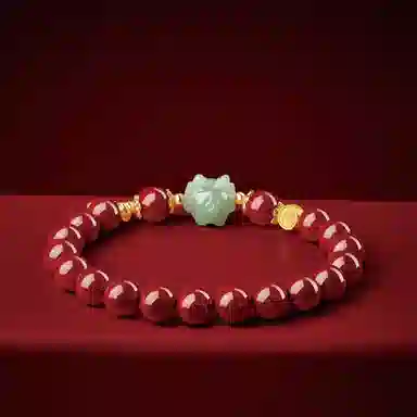 易明居 新中式十二生肖守护神属龙本命年手链招财转运珠福牌串珠手饰佛珠 再造辰砂朱砂 手串 男女同款情侣款