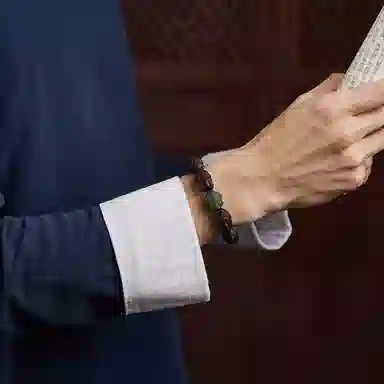 易明居 国潮新中式十八罗汉文玩佛珠 佛头檀香木质盘玩念珠  复古高级感手把件 转运珠 木作 手串 男女同款情侣款 紫檀