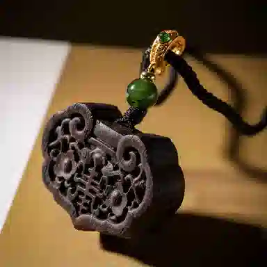 三檀小舍 国风国潮新中式 小叶平安如意锁事业好运 降真香 项链 男女同款情侣款